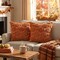 Greentek; Fall Pumpkin Heart Throw Pillow Covers Set of 2 (18x18) – Caramel Autumn Thanksgiving Harvest Soft Plush Faux Fur Jacquard Cushion Cases for Sofa, Couch & Home Decor; Category:Fall Pillows & Blankets; Image:3